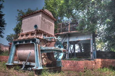 Holywell, fàbrica de filats, màquina, rovellat, metall, màquina vella, HDR