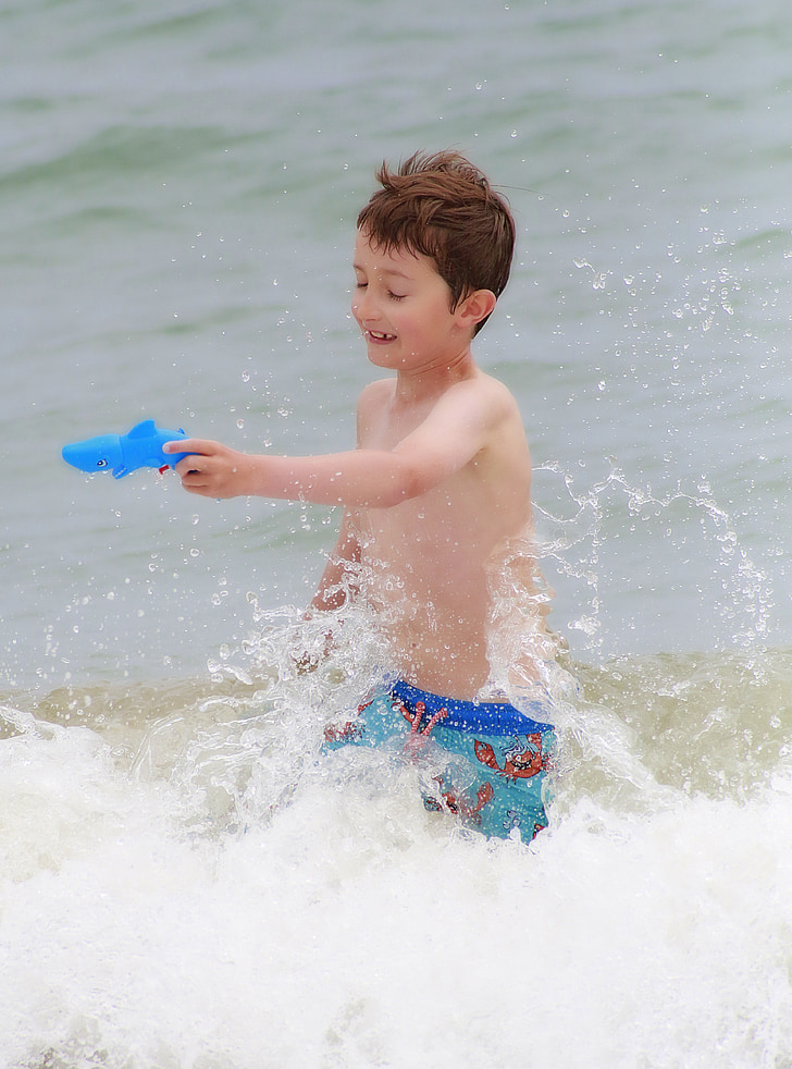 dziecko, Plaża, gry, piasek, gry plaża, Latem, Dzieciństwo