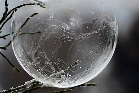 Мыльный пузырь, zer, Зима, холодная, ледяной, лед, замороженные
