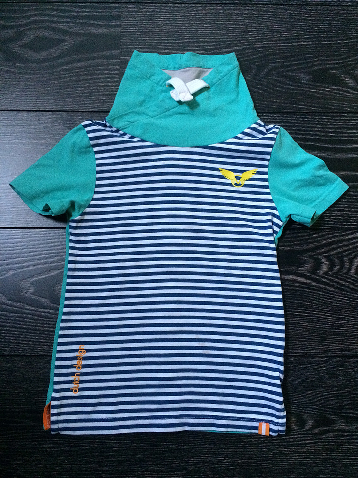 vestuário, t-shirt, criança, listras, design holandês