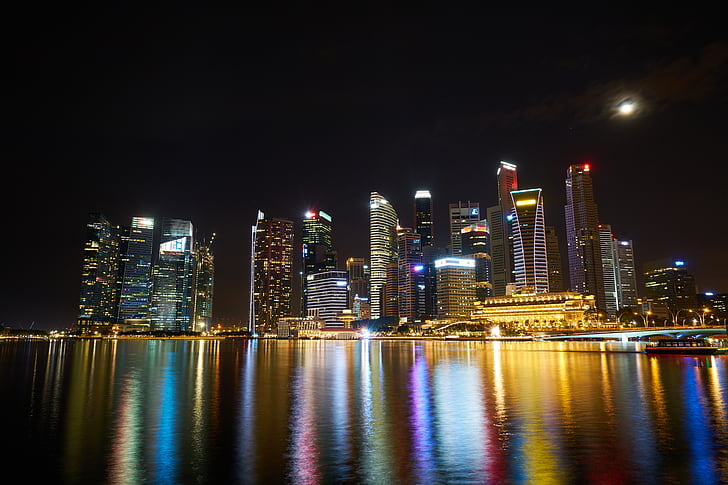 reflexie, Práca, Hotel, Ázijské, Singapur, vysoká, mrakodrap
