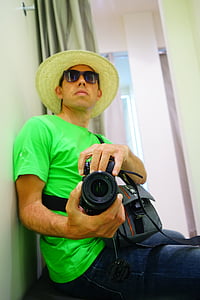 自拍照, 摄影师, 休闲, 太阳帽子, 旅游业, 旅游, 相机