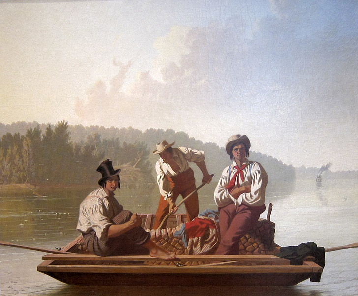 Джордж Бингам, изкуство, живопис, масло върху платно, художествени, артистичност, лодка