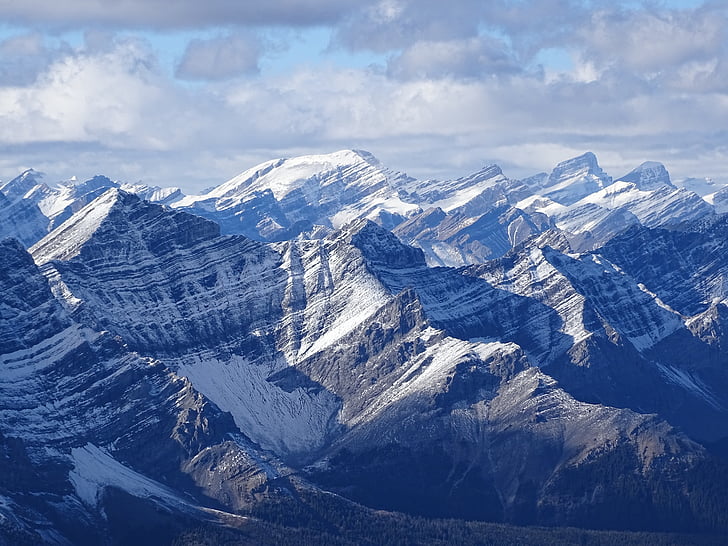 Sziklás-hegység, Cascade-hegyi, robusztus, sziklák, Alberta, Banff, csúcsok
