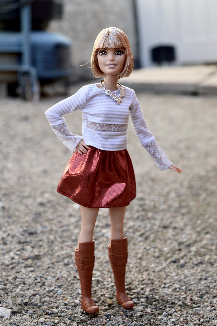 Barbie, docka, Mini kjol, stövlar, modell, poserar, attraktiva
