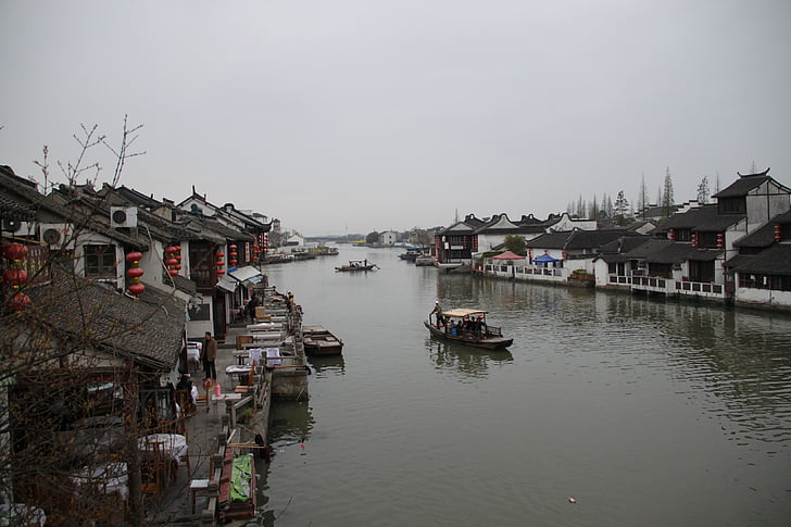 China wind, Jiangnan, Watertown, Boot, Schiff, Shanghai