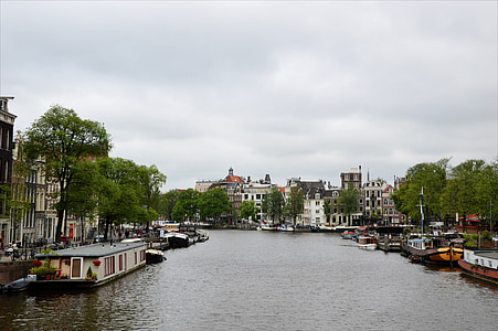 Amsterdam, Holandia, Architektura, Skyline, Miasto, gród, budynek