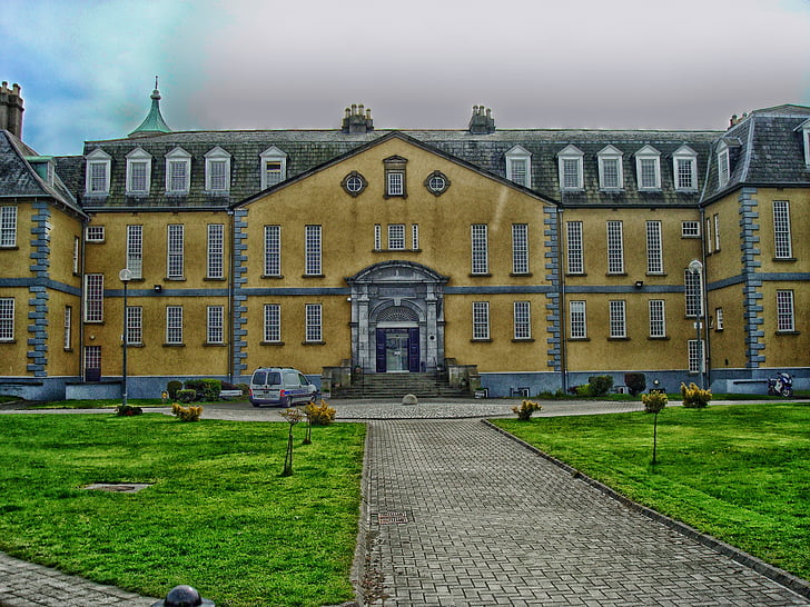 dublin, ireland, hospital, building, pavement, grounds, architecture