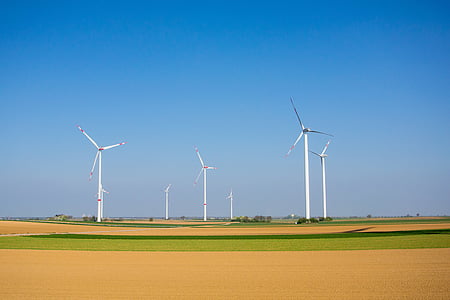 windräder, wind power, energy, blue, environmental technology, rotor, current