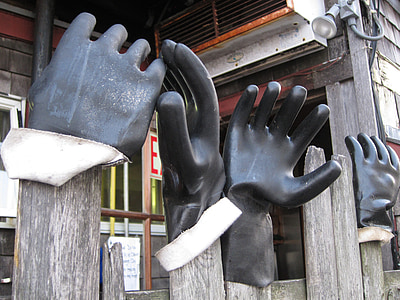 guantes, manos, negro