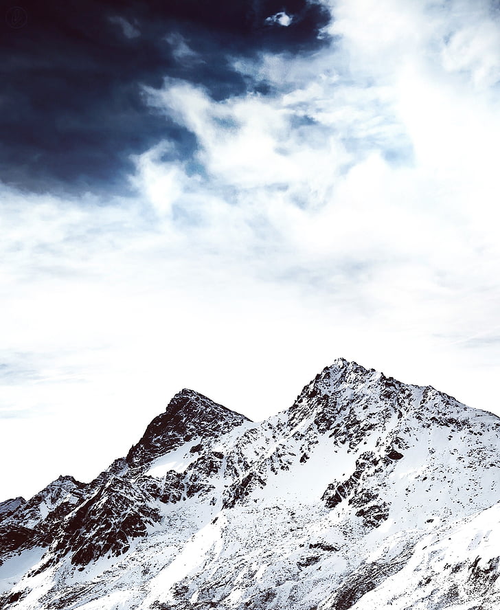 Alpine, Alpen, Gunung, puncak, salju, atas, musim dingin