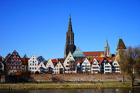 ulm, view, outlook, city wall, downtown, center, city view