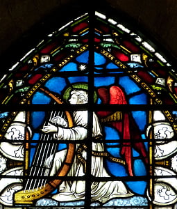 angel, church window, church, glass window, window, christianity, music