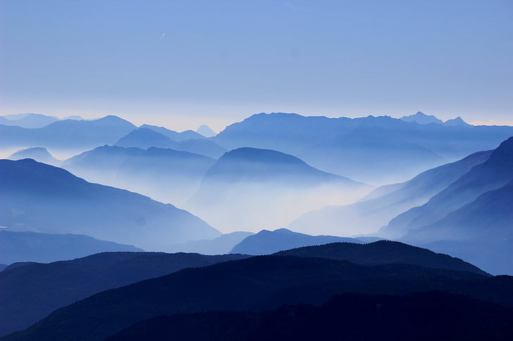 산, 적용, fogs, 블루, 스카이, 이탈리아, 산 범위