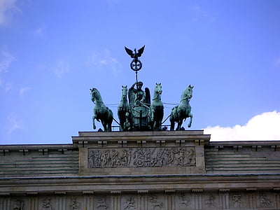 quadriga, 柏林, 雕像, 著名的地方, 勃兰登堡门, 建筑, 纪念碑