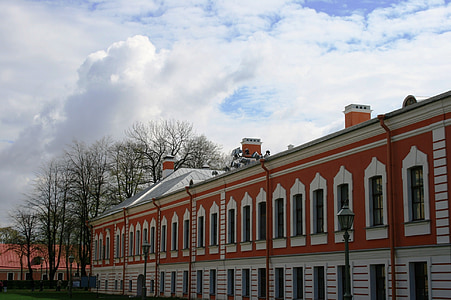 gebouw, historische, het platform, muren, rood, detail, wit
