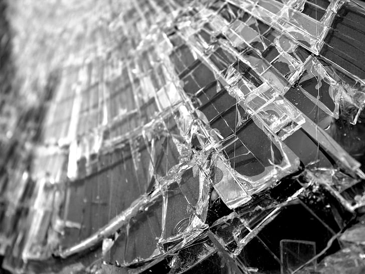 vetro, finestra, crepe, Shard, rotto, rottura del vetro, costruzione