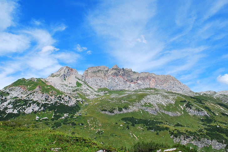 mur rouge, Lech am arlberg, montagnes, Sky, nature, montagne, été