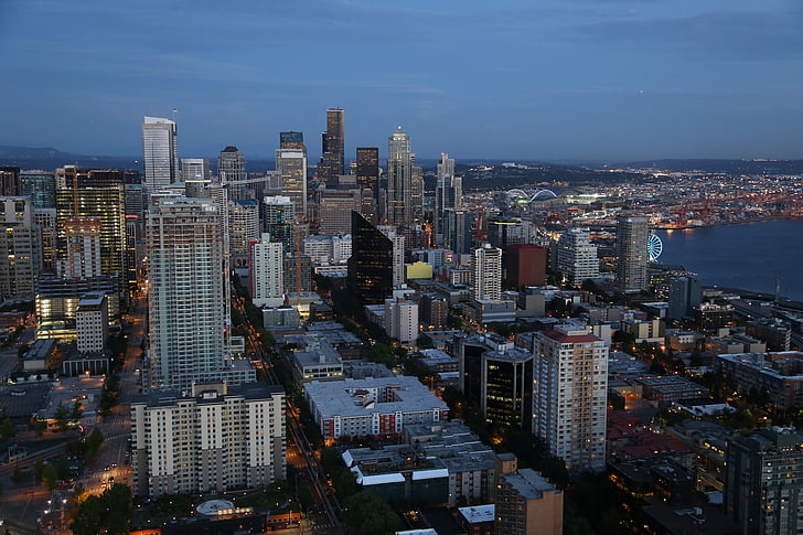 Seattle, skyline, Washington, City, Urban, bybilledet, Amerika