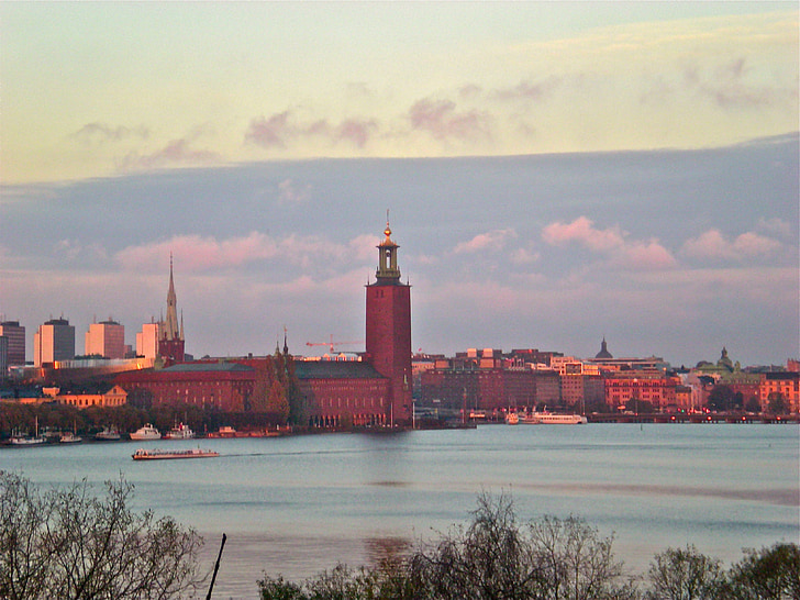 radnice, Stockholm, Horizont, Panorama
