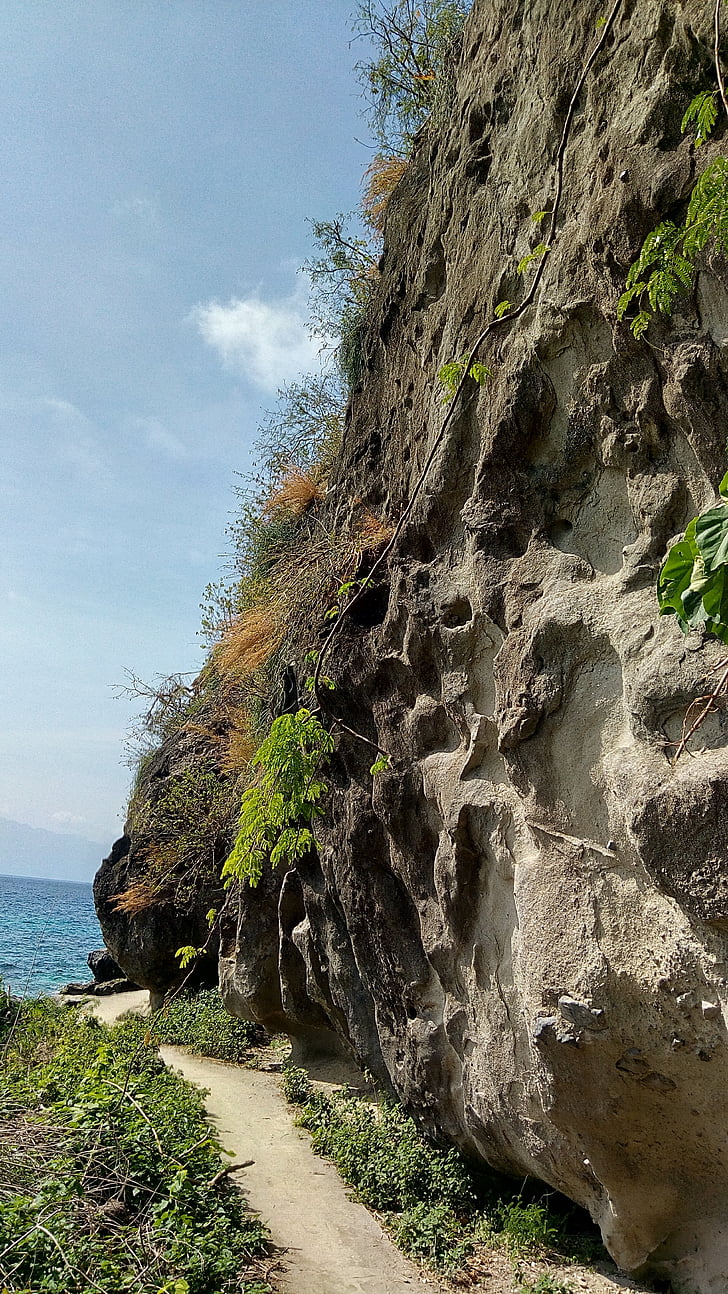 Cliff, rotsen, strand, eiland