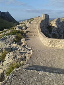 lépcsők, kő, el, Mallorca, hegyek, fokozatosan, emelkedése