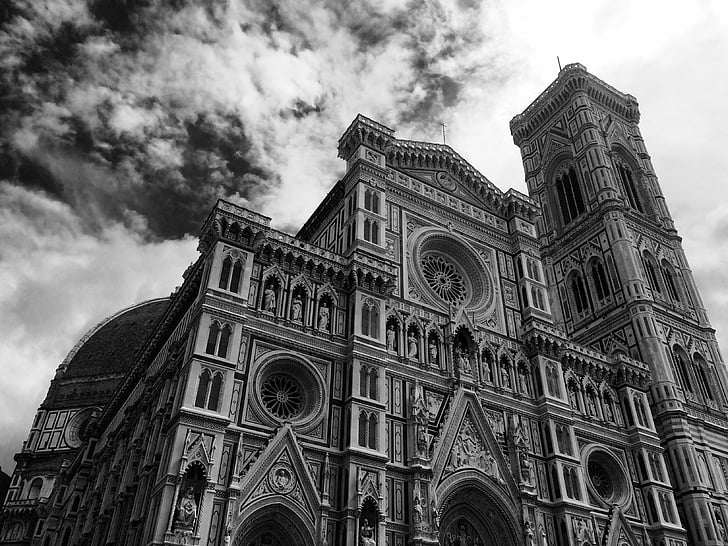 Châu Âu, ý, Firenze, Nhà thờ, màu đen, trắng, tôn giáo