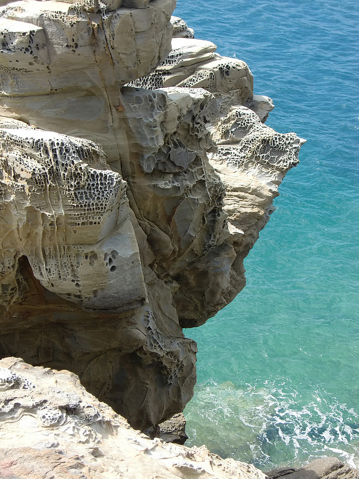 Rock, zee, water, natuur, steen, geboekt, erosie