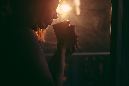 close, photo, woman, drinking, girl, coffee, tea