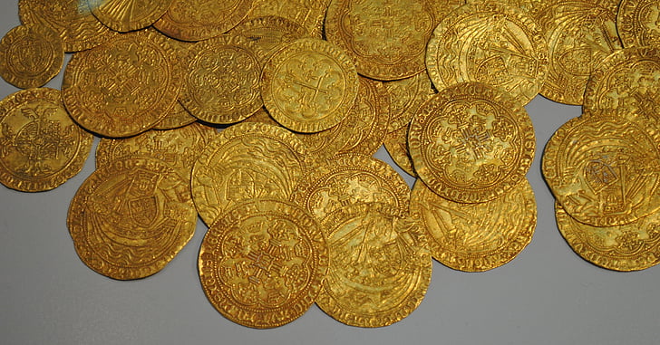 злато, монети, музей, съкровище, Талер, Златни монети, фонове