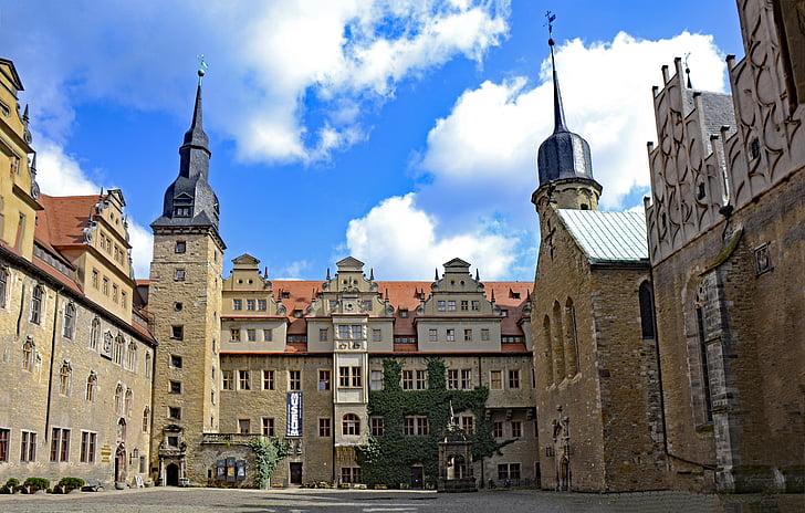 дорожньому Merseburger, Саксонія Ангальт, Німеччина, Замок, Старе місто, Визначні пам'ятки, внутрішній дворик замку