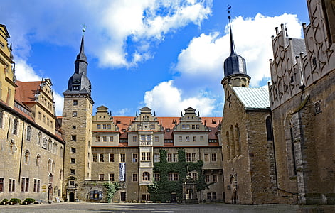 Merseburg, Sachsen-anhalt, Tyskland, slott, gamla stan, platser av intresse, Castle innergård