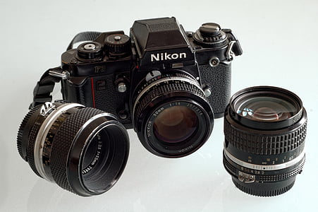 Nikon, F3, Analogais, filmu, kamera, lēcas, Retro