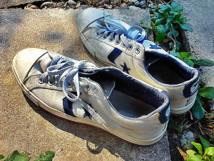 zapatos, de la lona, antiguo