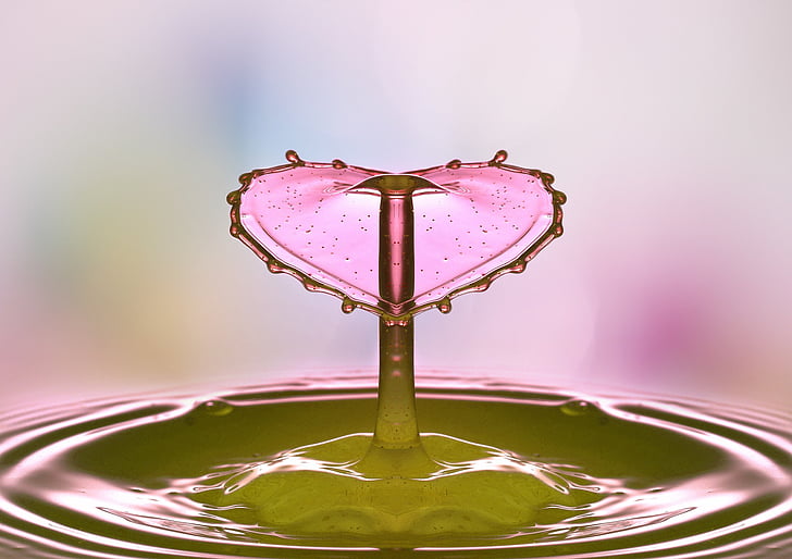 drop of water, mirroring, mirrored, heart, valentine, drip, water