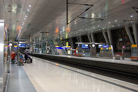 järnvägsstation, perspektiv, Frankfurt, arkitektur, fönster, fjärrstationen, flygplats