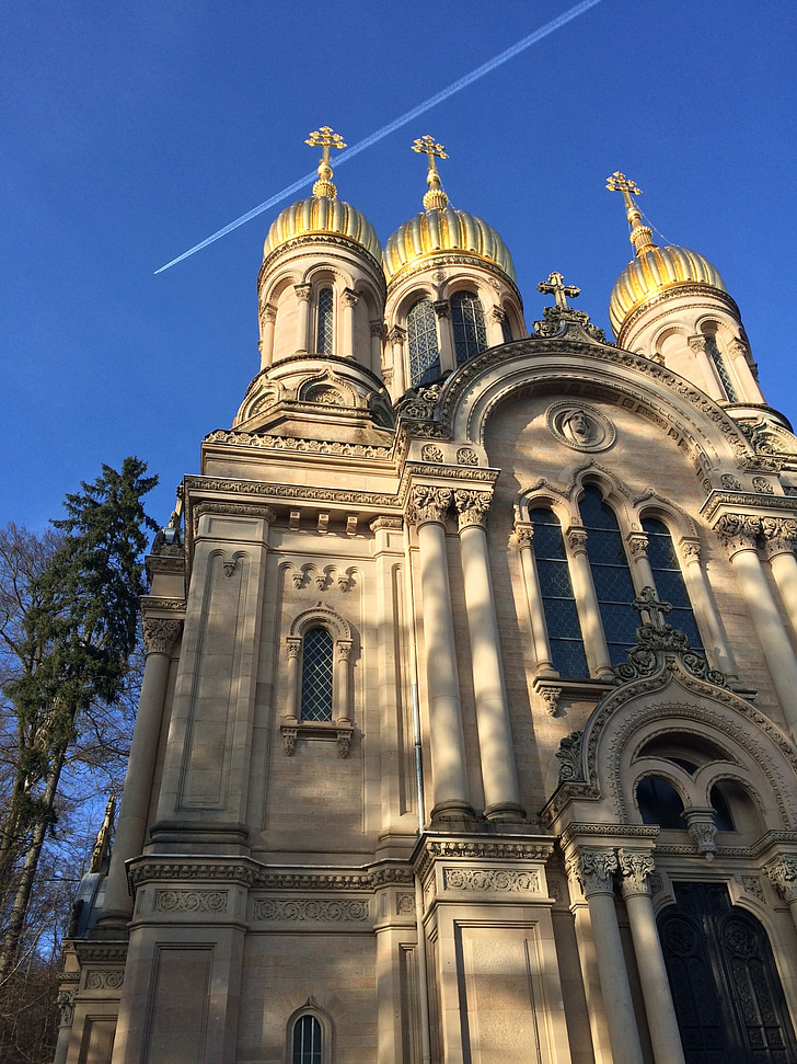 Wiesbaden, Neroberg, Iglesia, oro, ortodoxa rusa, arquitectura, Catedral