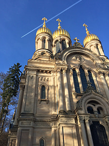 Wiesbaden, Neroberg, kyrkan, guld, Rysk-ortodoxa, arkitektur, Domkyrkan