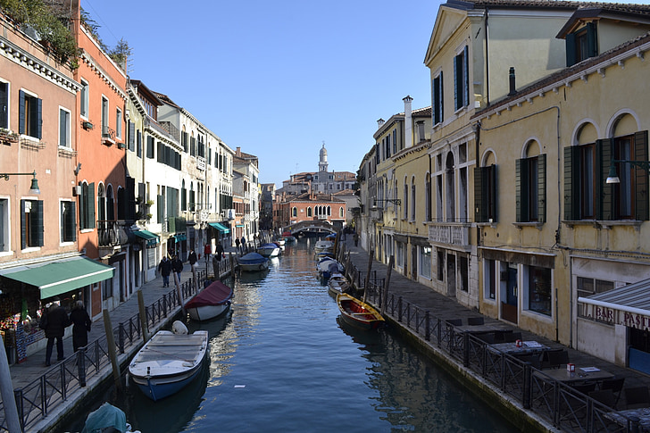 Venecija, zgrada, arhitektura, kanal, vode, brodovi, Prikaz