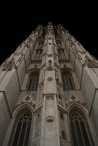 Mechelen, Menara, bangunan, Gereja, arsitektur, fasad, Saint rombautstoren