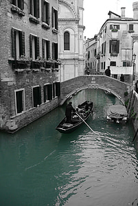 Venecia, canal, góndola, puente, arranque, casas, cursos de agua
