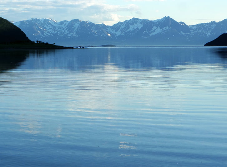 fjord, tenger, hegyek, Skandinávia, Norvégia, Sky, tó