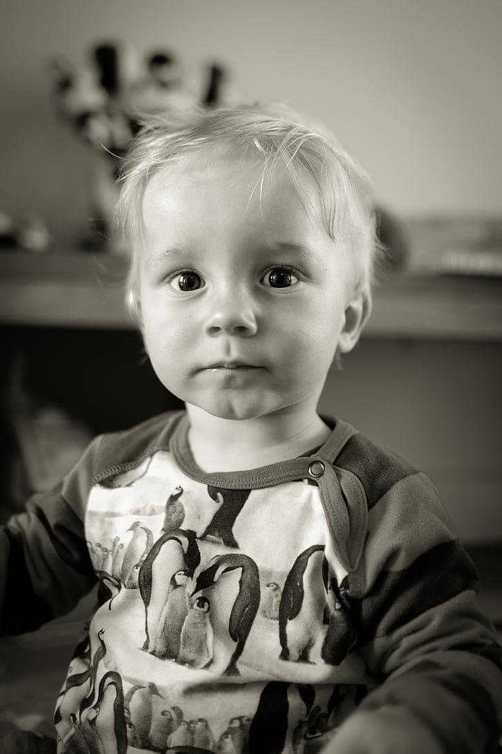 adorable, baby, black-and-white, boy, child, cute, innocence