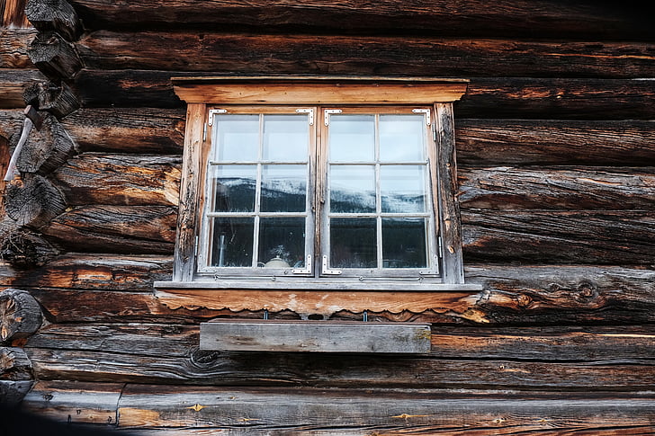 wit, bruin, houten, rustiek, venster, Windows, oude
