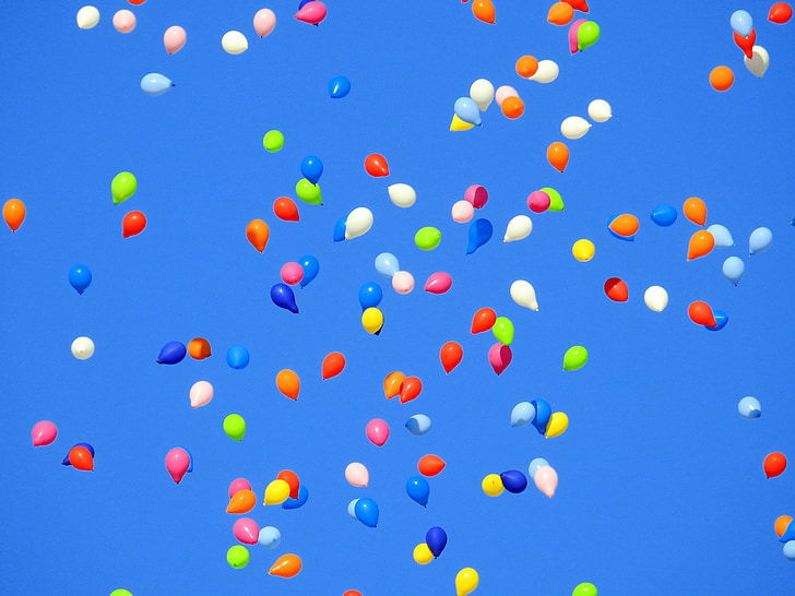 balloon, party, carnival, move, sky, birthday, wedding