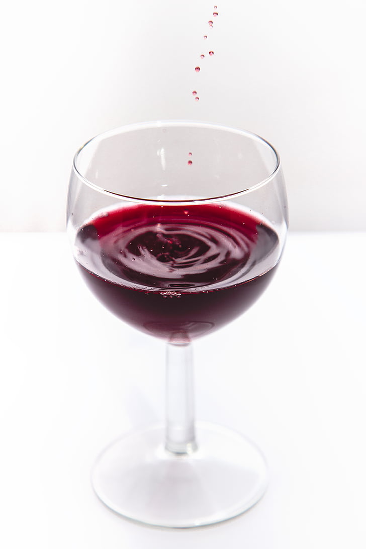 alkohol, alkoholne, kapljice, glas, Wineglass, vino, rdeča
