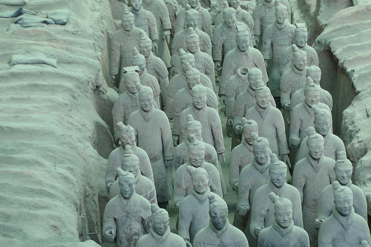 Terracotta krigere, Kina, gamle, dynastiet, hæren, orientalsk, militære