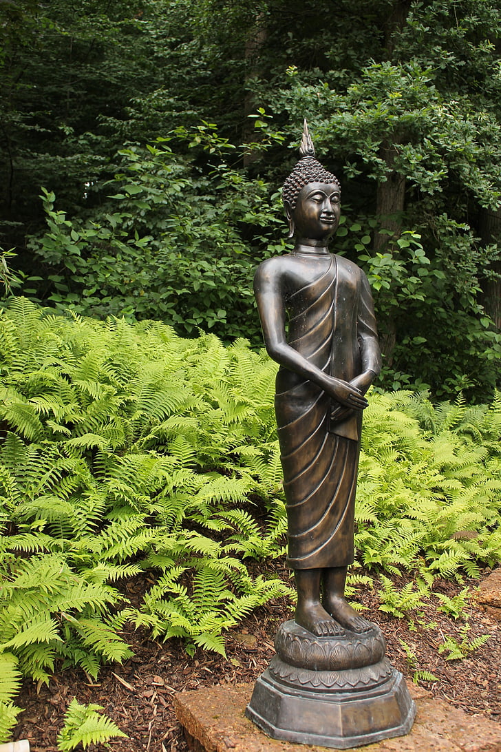 Japan, Zen, trädgård, Buddha, staty, buddhismen, religion