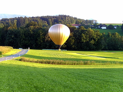 hot air balloon, sport, landing