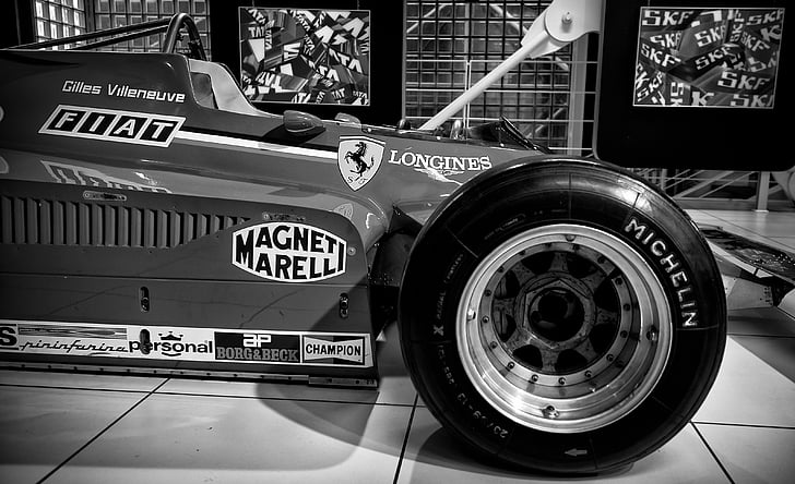 hjulet, Ferrari, snabb, svart och vitt, tillverkad i Italien, försiktiga, F1